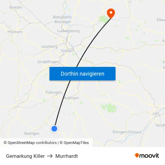 Gemarkung Killer to Murrhardt map