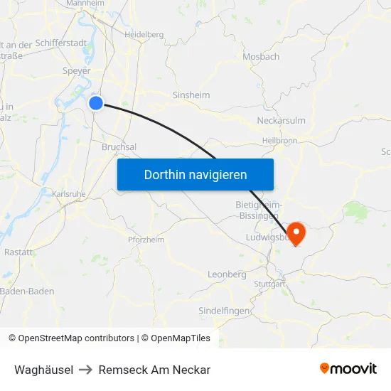 Waghäusel to Remseck Am Neckar map
