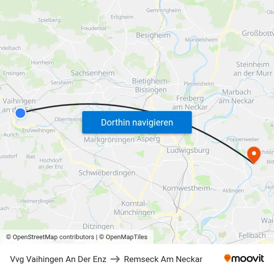 Vvg Vaihingen An Der Enz to Remseck Am Neckar map