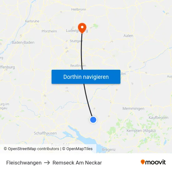 Fleischwangen to Remseck Am Neckar map