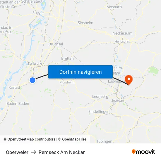 Oberweier to Remseck Am Neckar map