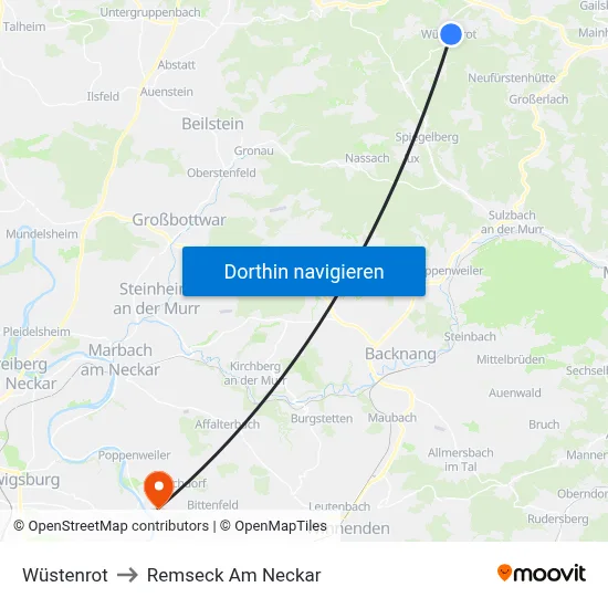 Wüstenrot to Remseck Am Neckar map