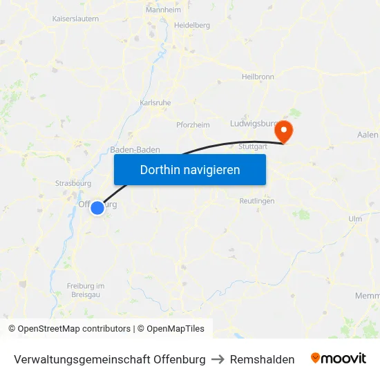 Verwaltungsgemeinschaft Offenburg to Remshalden map