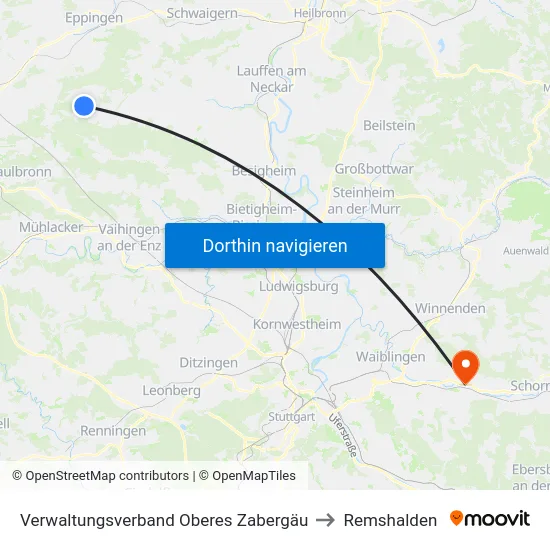 Verwaltungsverband Oberes Zabergäu to Remshalden map