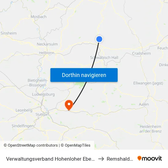 Verwaltungsverband Hohenloher Ebene to Remshalden map