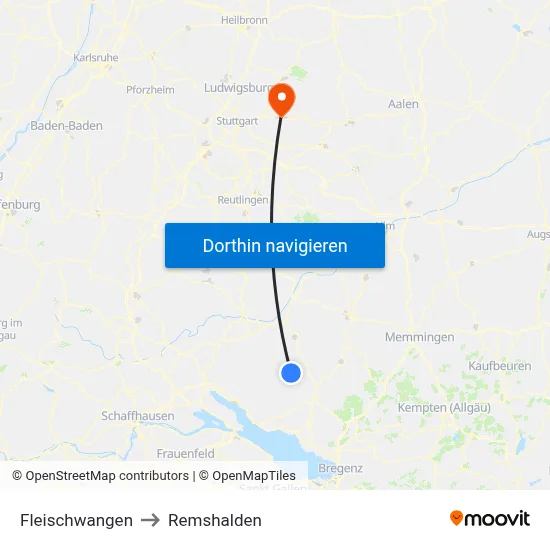 Fleischwangen to Remshalden map