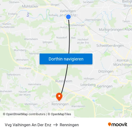 Vvg Vaihingen An Der Enz to Renningen map