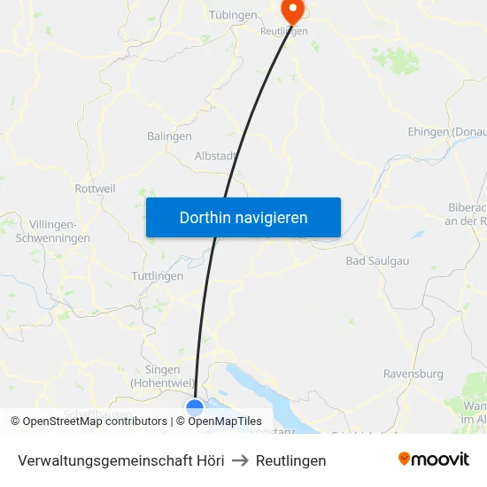Verwaltungsgemeinschaft Höri to Reutlingen map