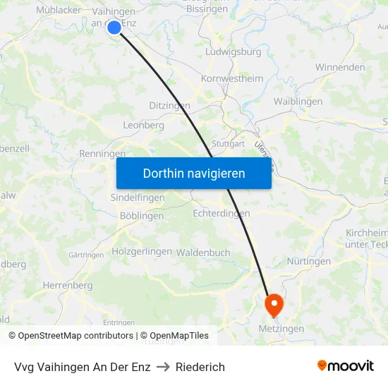 Vvg Vaihingen An Der Enz to Riederich map