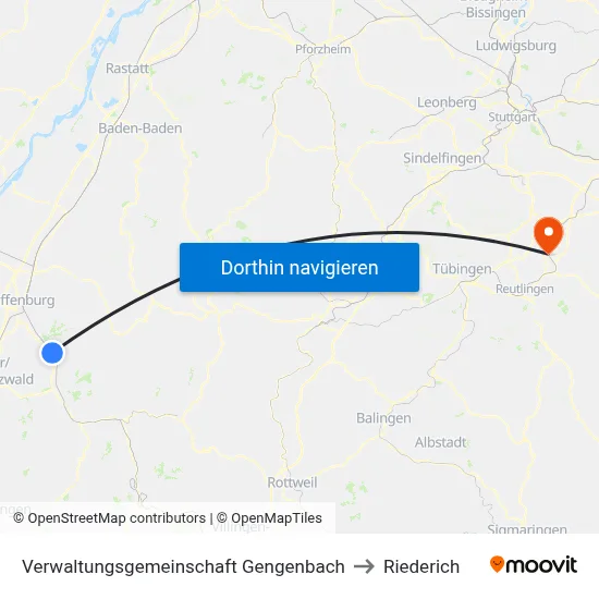 Verwaltungsgemeinschaft Gengenbach to Riederich map