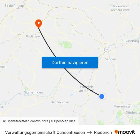 Verwaltungsgemeinschaft Ochsenhausen to Riederich map