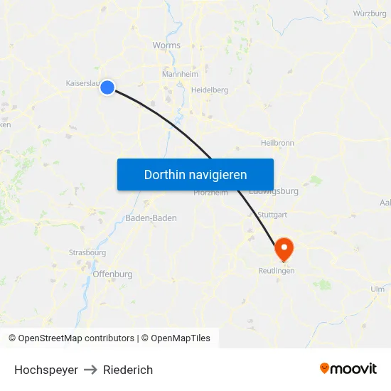 Hochspeyer to Riederich map