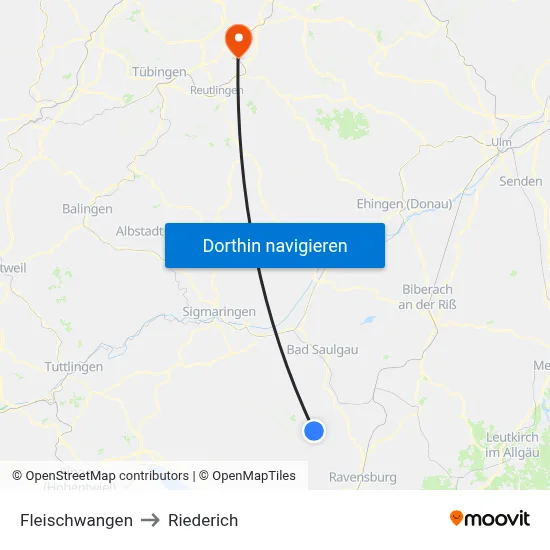 Fleischwangen to Riederich map