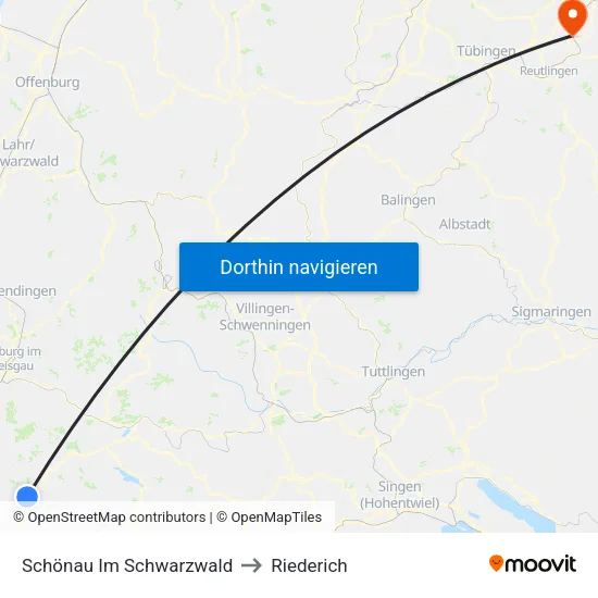 Schönau Im Schwarzwald to Riederich map