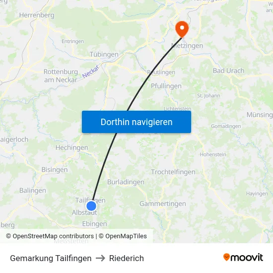 Gemarkung Tailfingen to Riederich map