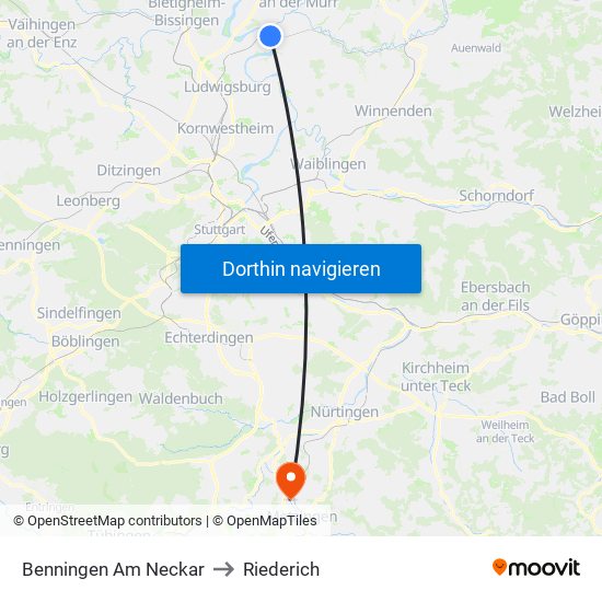 Benningen Am Neckar to Riederich map