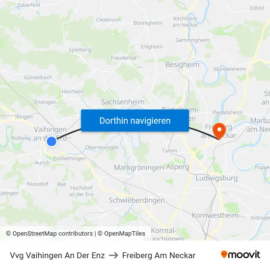 Vvg Vaihingen An Der Enz to Freiberg Am Neckar map