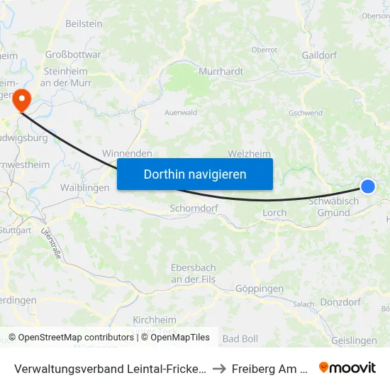 Verwaltungsverband Leintal-Frickenhofer Höhe to Freiberg Am Neckar map