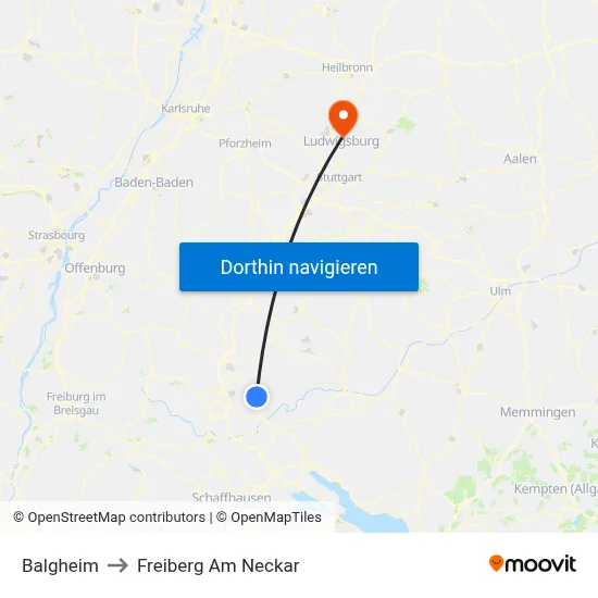 Balgheim to Freiberg Am Neckar map