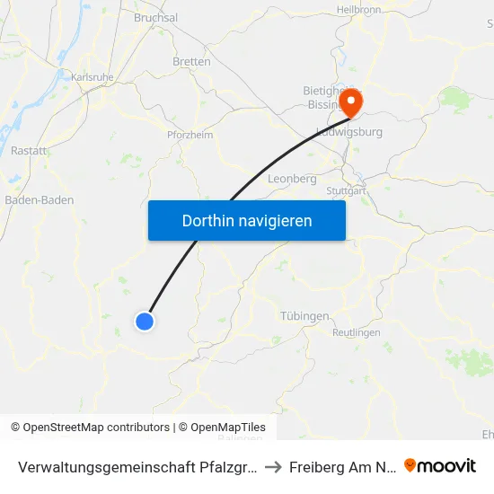 Verwaltungsgemeinschaft Pfalzgrafenweiler to Freiberg Am Neckar map
