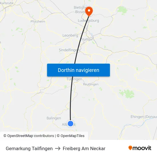 Gemarkung Tailfingen to Freiberg Am Neckar map