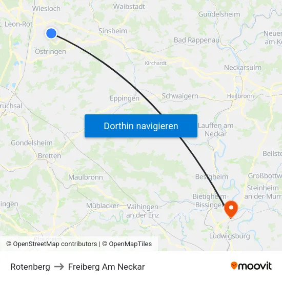 Rotenberg to Freiberg Am Neckar map