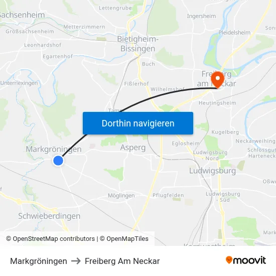 Markgröningen to Freiberg Am Neckar map