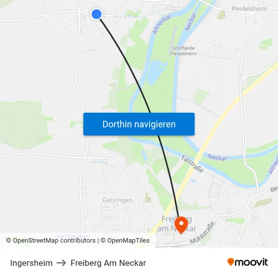 Ingersheim to Freiberg Am Neckar map