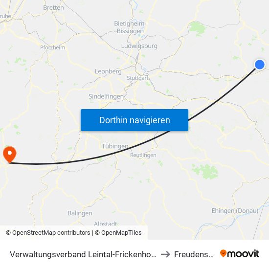 Verwaltungsverband Leintal-Frickenhofer Höhe to Freudenstadt map