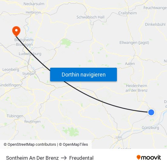 Sontheim An Der Brenz to Freudental map