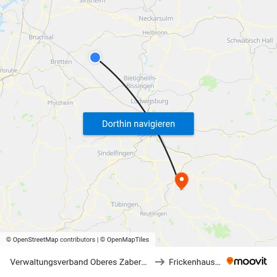 Verwaltungsverband Oberes Zabergäu to Frickenhausen map