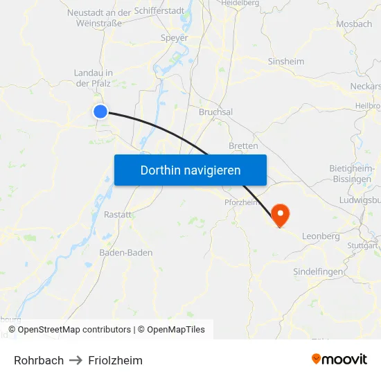 Rohrbach to Friolzheim map