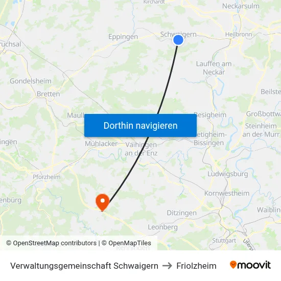 Verwaltungsgemeinschaft Schwaigern to Friolzheim map