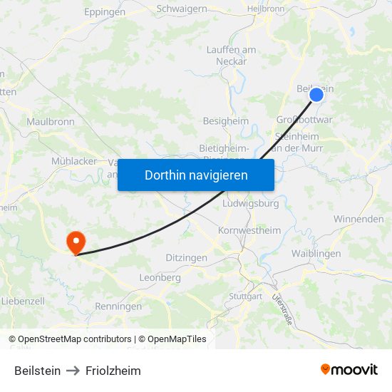 Beilstein to Friolzheim map