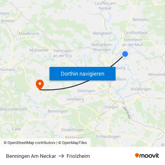 Benningen Am Neckar to Friolzheim map