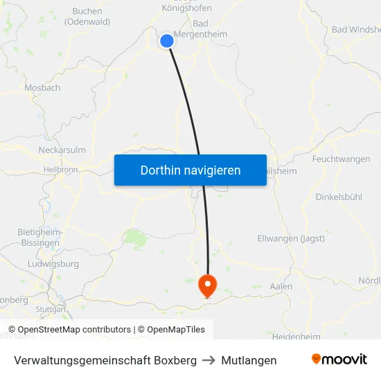 Verwaltungsgemeinschaft Boxberg to Mutlangen map