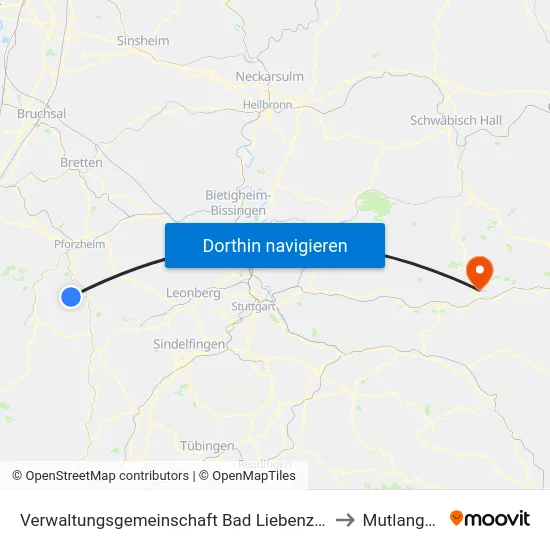 Verwaltungsgemeinschaft Bad Liebenzell to Mutlangen map