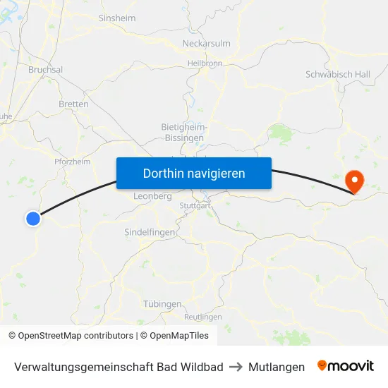 Verwaltungsgemeinschaft Bad Wildbad to Mutlangen map
