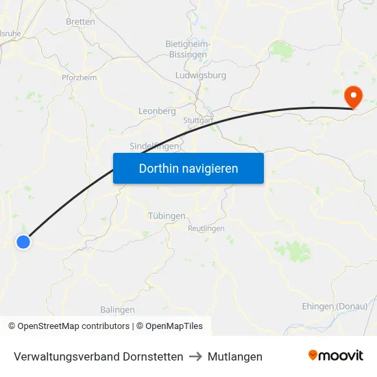Verwaltungsverband Dornstetten to Mutlangen map