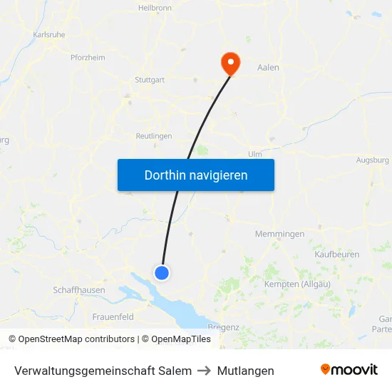 Verwaltungsgemeinschaft Salem to Mutlangen map