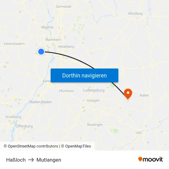 Haßloch to Mutlangen map