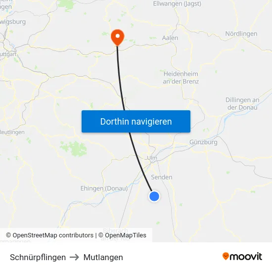 Schnürpflingen to Mutlangen map