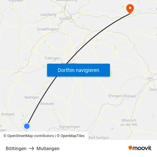 Böttingen to Mutlangen map