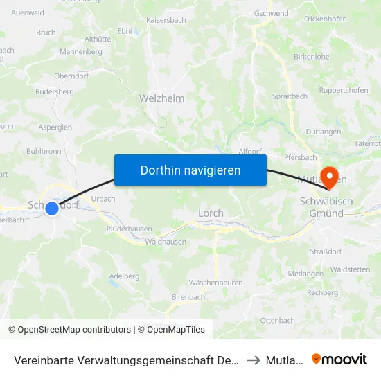 Vereinbarte Verwaltungsgemeinschaft Der Stadt Schorndorf to Mutlangen map