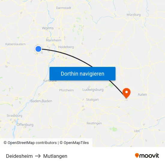 Deidesheim to Mutlangen map