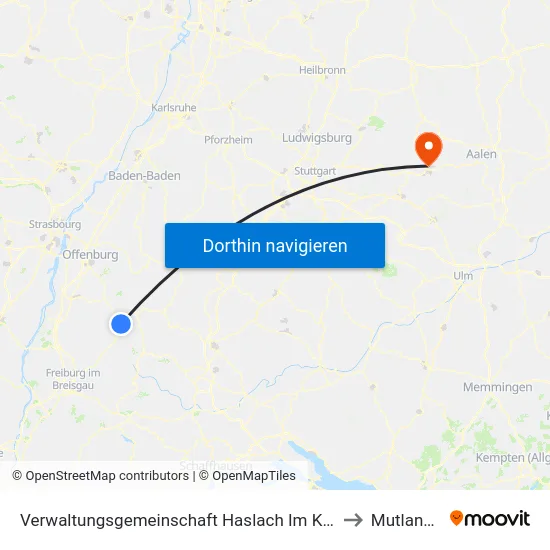 Verwaltungsgemeinschaft Haslach Im Kinzigtal to Mutlangen map