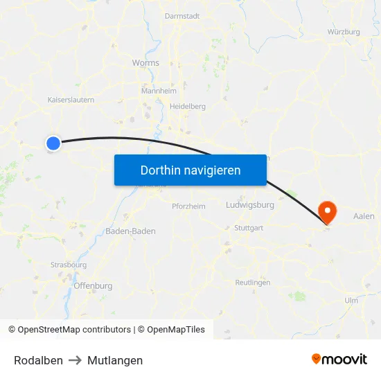 Rodalben to Mutlangen map