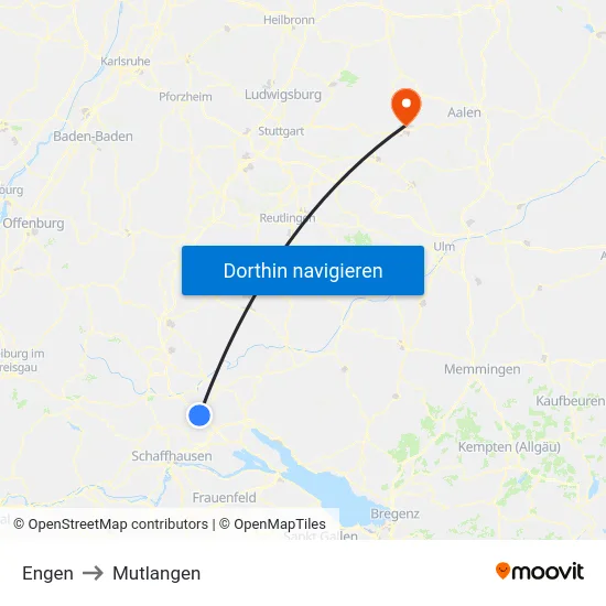 Engen to Mutlangen map