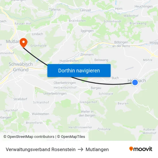 Verwaltungsverband Rosenstein to Mutlangen map