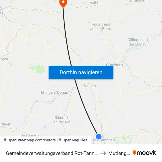 Gemeindeverwaltungsverband Rot-Tannheim to Mutlangen map